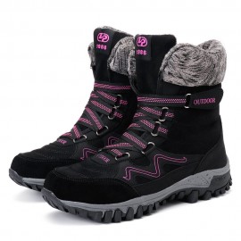 Large Size Women Hook Loop Outdoor Mid Calf Warm Suede Boots