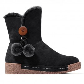 Furry Buckle Decoration Zipper Fur Lining Winter Snow Boots