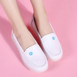 Women Soft Folower White Non-slip Wedges Loafers