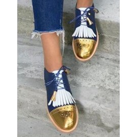 Women Tassel Decor Slip Resistant Casual Ladies Creepers Brogue Shoes