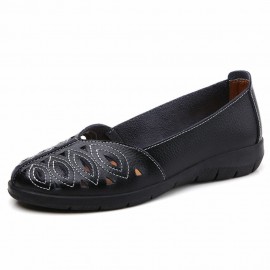 Women Stitching Hollow Comfy Breathable Slip Resistant Casual Slip On Loafers