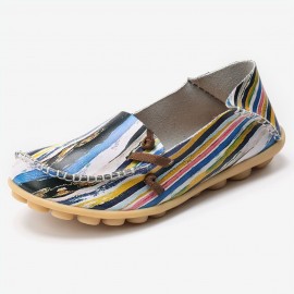 Women Big Size Colorful Pattern Slip On Lazy Soft Sole Comfortable Casual Flat Shoes