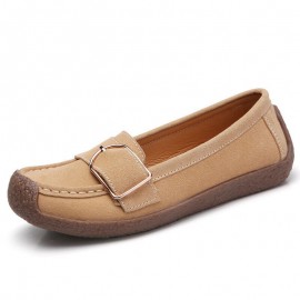 Women Buckle Decoration Comfy Soft Sole Casual Loafers