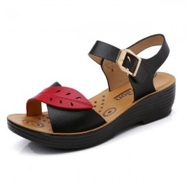 Leaves Comfortable Buckle Wedges Summer Sandals