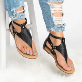 Large Size Women Casual Strappy Zipper Clip Toe Sandals