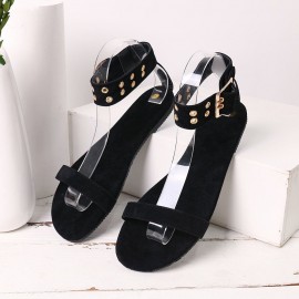 Big Size Women Summer Transparent Ankle Strap Buckle Flat Sandals