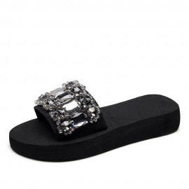 Women The Beads Rhinestone Soft Bottom Slippers